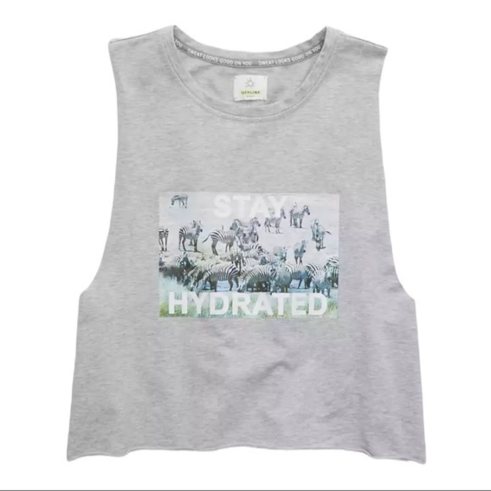 Aerie OFFLINE Terry Cropped Tank Top- Stay Hrydrated
